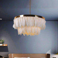 16"/19.5" W Tiered Tapered Chandelier Nordic Feather Light - Rebooters