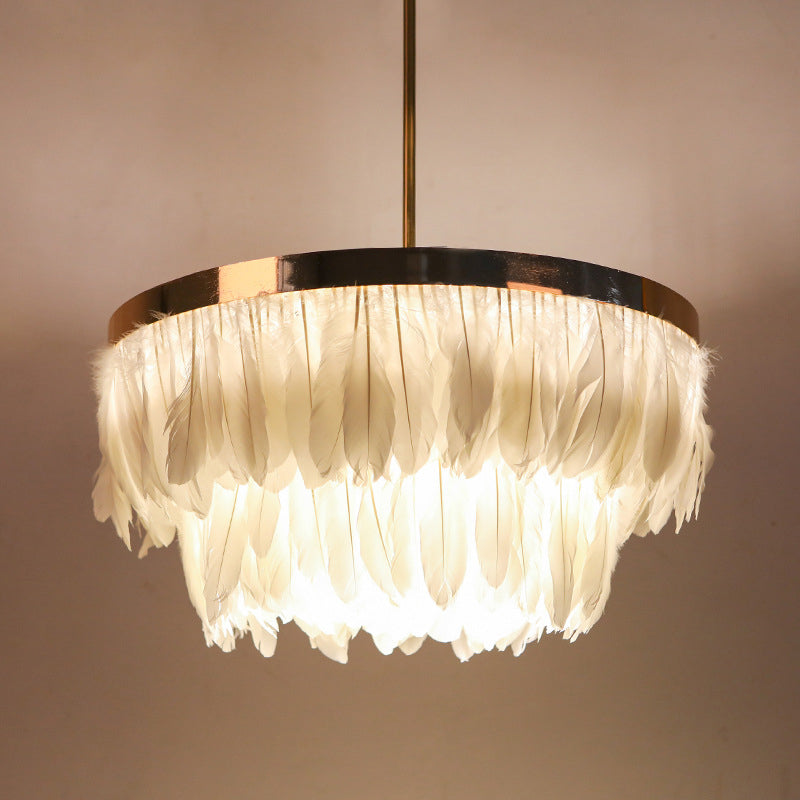 16"/19.5" W Tiered Tapered Chandelier Nordic Feather Light - Rebooters