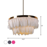 16"/19.5" W Tiered Tapered Chandelier Nordic Feather Light - Rebooters