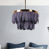 16"/19.5" W Tiered Tapered Chandelier Nordic Feather Light - Rebooters