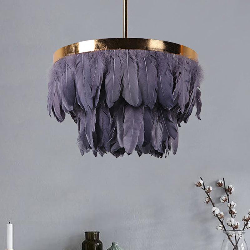 16"/19.5" W Tiered Tapered Chandelier Nordic Feather Light - Rebooters