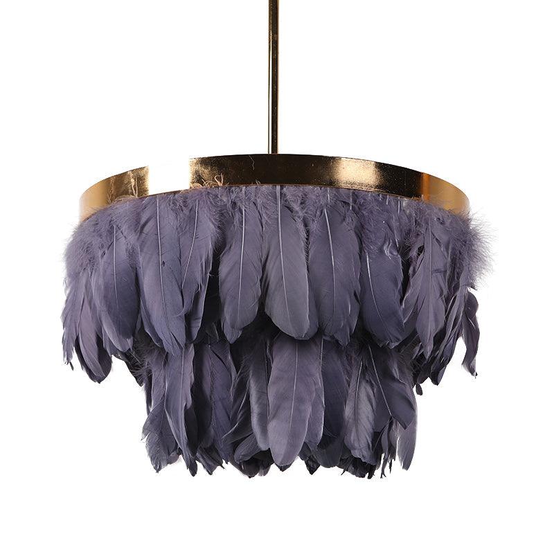 16"/19.5" W Tiered Tapered Chandelier Nordic Feather Light - Rebooters