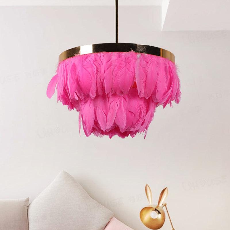 16"/19.5" W Tiered Tapered Chandelier Nordic Feather Light - Rebooters