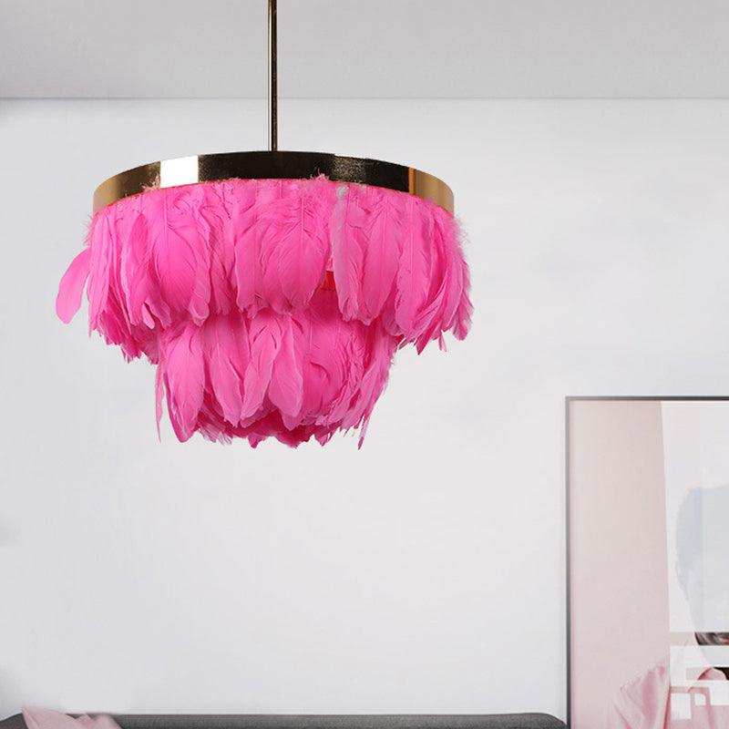 16"/19.5" W Tiered Tapered Chandelier Nordic Feather Light - Rebooters