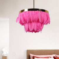 16"/19.5" W Tiered Tapered Chandelier Nordic Feather Light - Rebooters