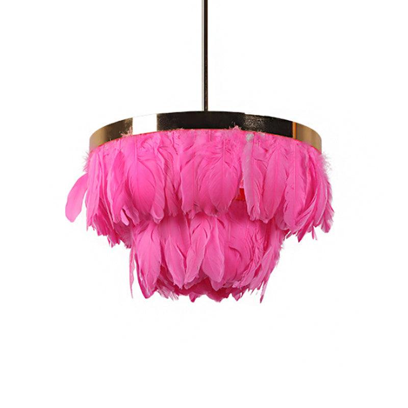 16"/19.5" W Tiered Tapered Chandelier Nordic Feather Light - Rebooters