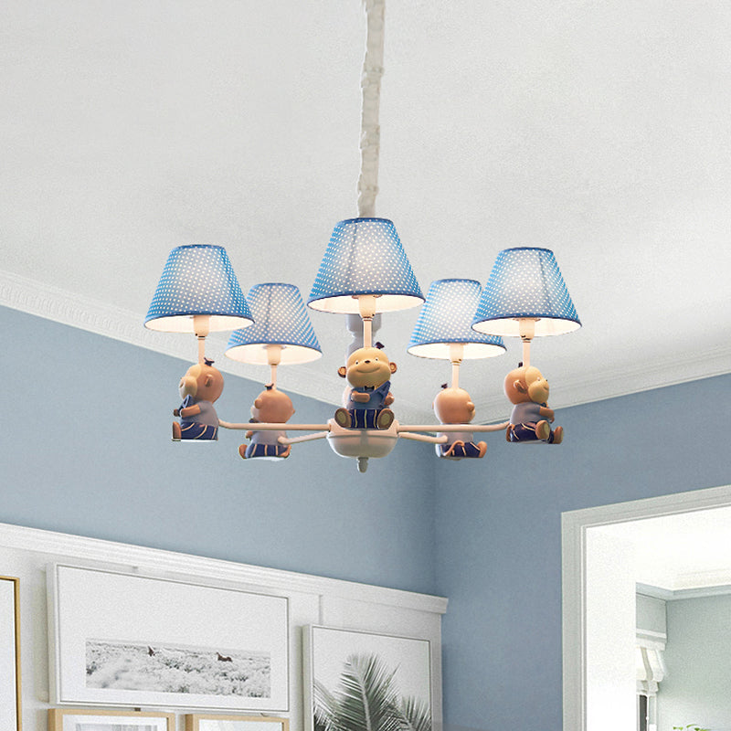 Lovely Monkey Chandelier Blue Pendant Lighting for Kids - Rebooters
