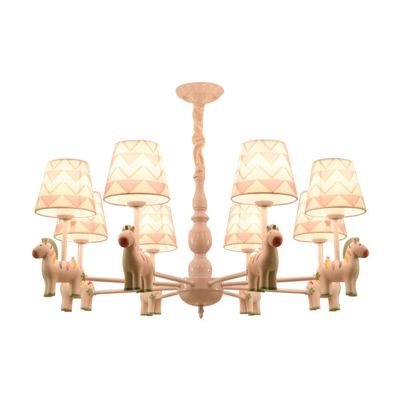 Pink Tapered Shade Hanging Chandelier Cartoon Pendant Light - Rebooters