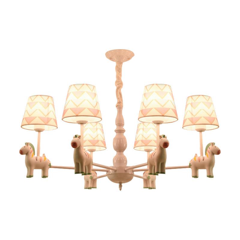 Pink Tapered Shade Hanging Chandelier Cartoon Pendant Light - Rebooters