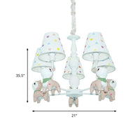 Animal Baby Deer Chandelier Fabric 5 Lights Pendant Light Fixture in White for Kid Bedroom - Rebooters