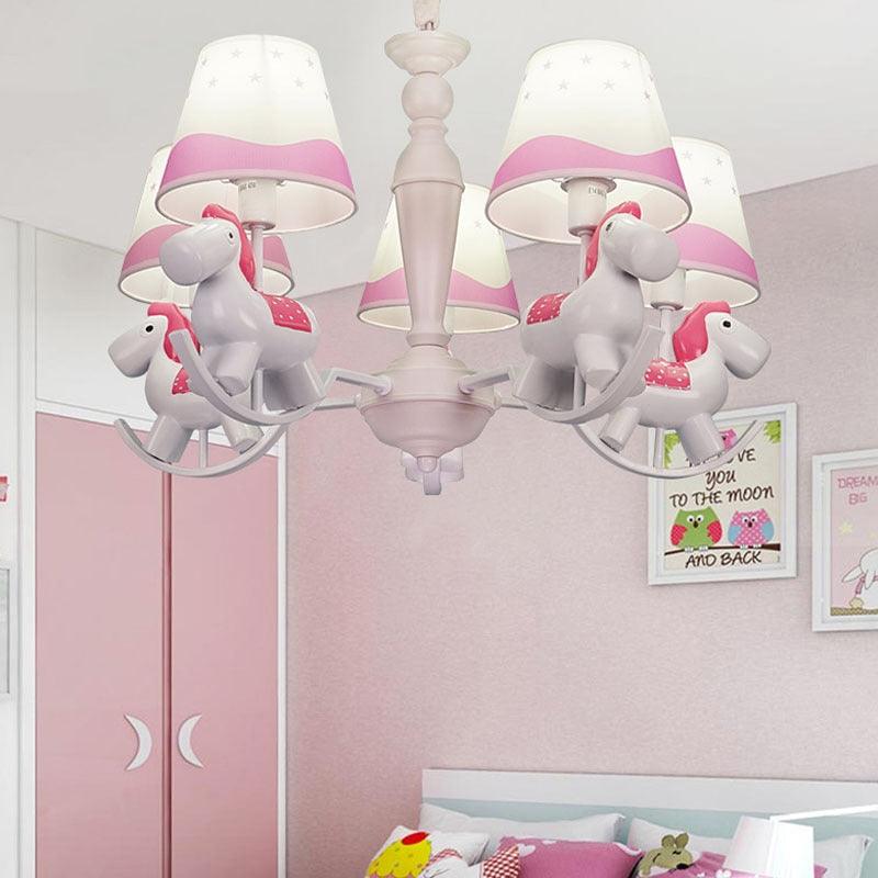 Rocking Horse Pendant Light Fixture Fabric and Metal Chandelier - Rebooters