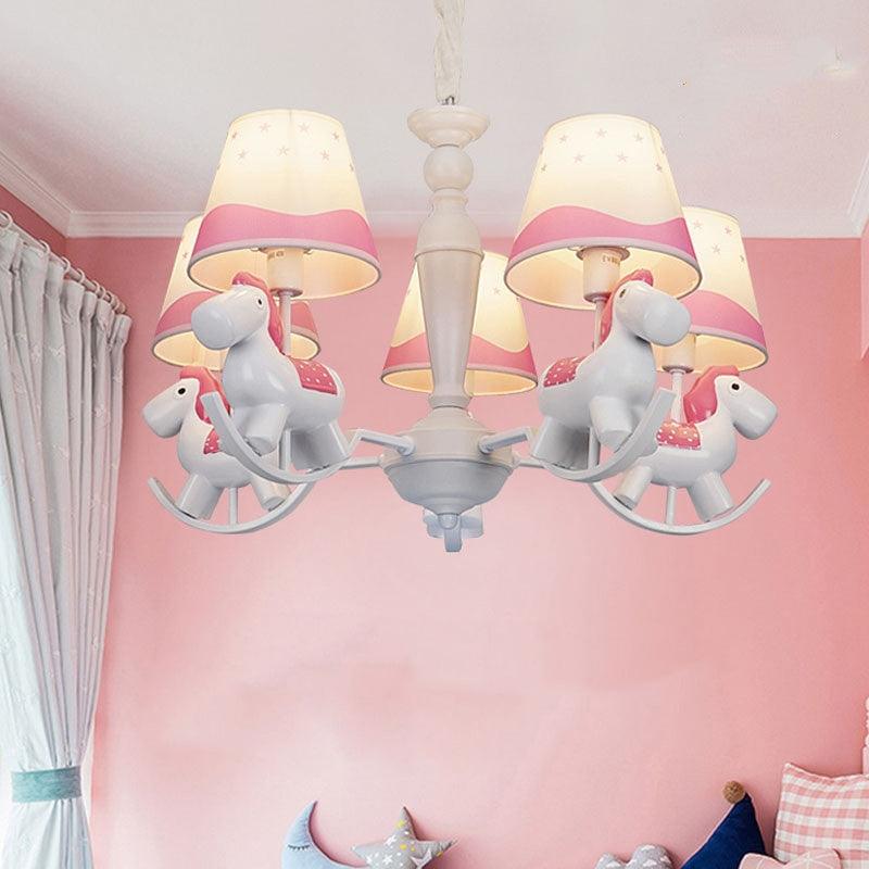Rocking Horse Pendant Light Fixture Fabric and Metal Chandelier - Rebooters