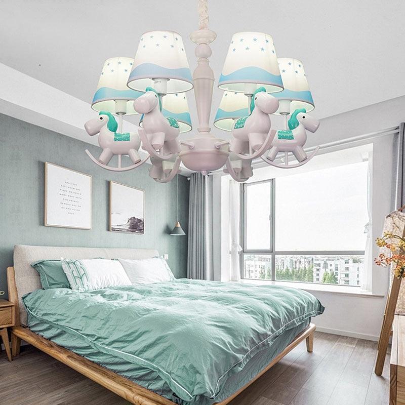 Rocking Horse Pendant Light Fixture Fabric and Metal Chandelier - Rebooters