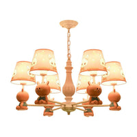 Fabric Tapered Shade Hanging Ceiling Lamp Cartoon Pendant Lights in Pink for Kindergarten - Rebooters