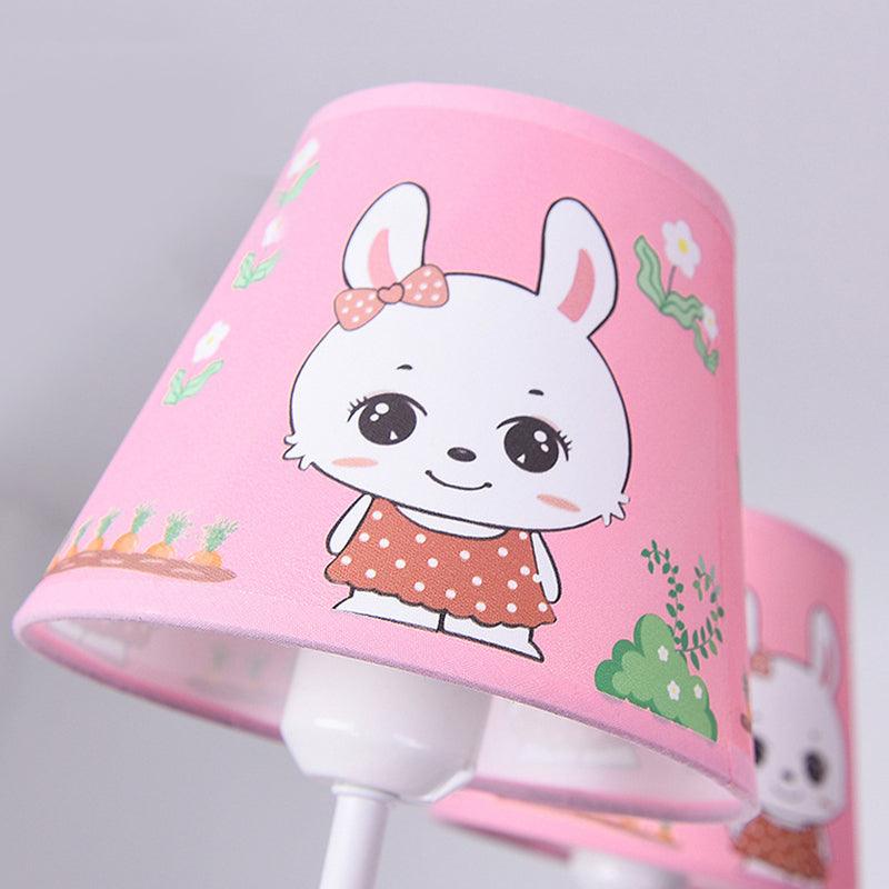 Fabric Tapered Shade Hanging Ceiling Lamp Cartoon Pendant Lights in Pink for Kindergarten - Rebooters