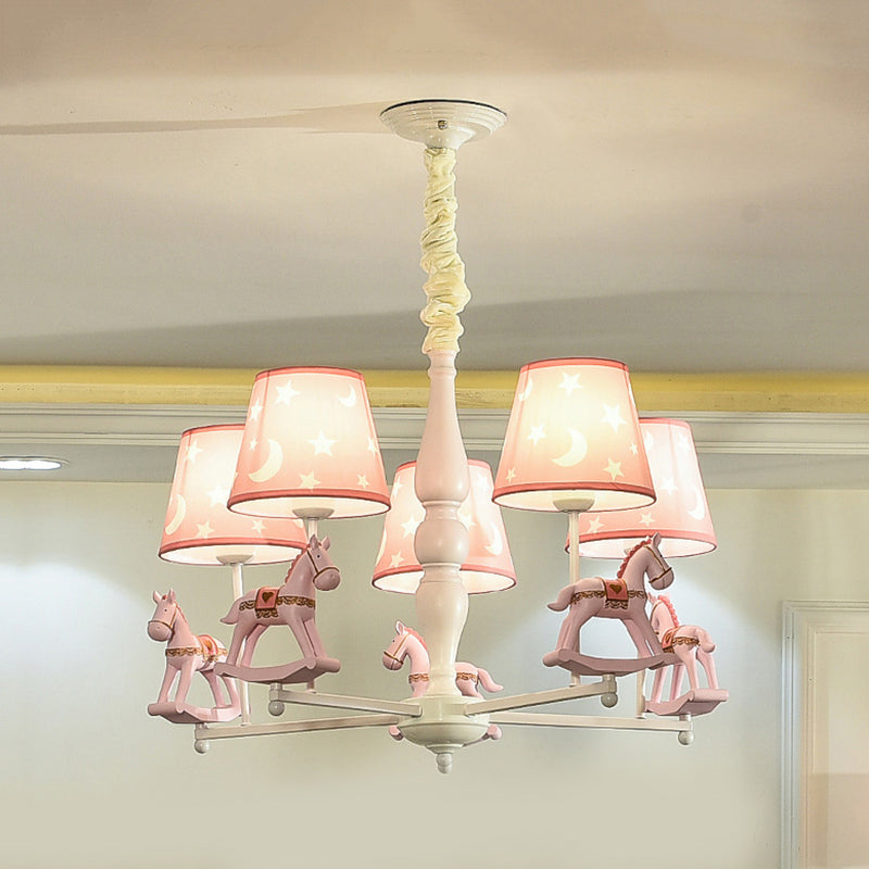 Modern Style Horse Hanging Lamp with Star Fabric Chandelier - Rebooters