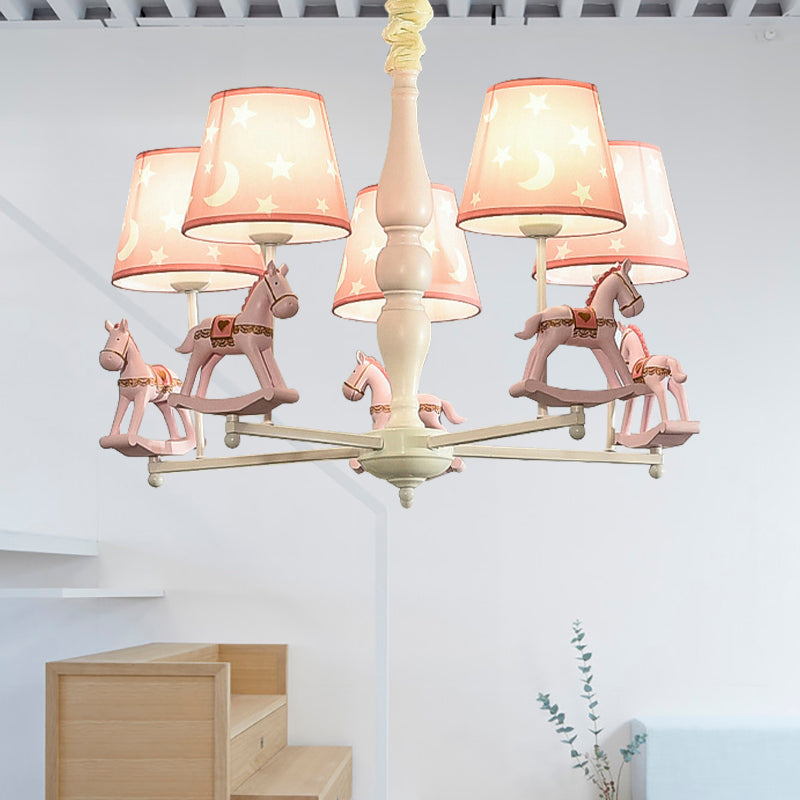Modern Style Horse Hanging Lamp with Star Fabric Chandelier - Rebooters