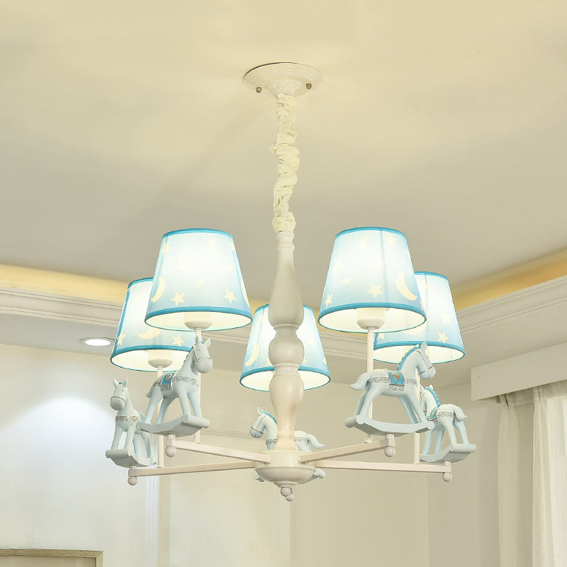 Modern Style Horse Hanging Lamp with Star Fabric Chandelier - Rebooters