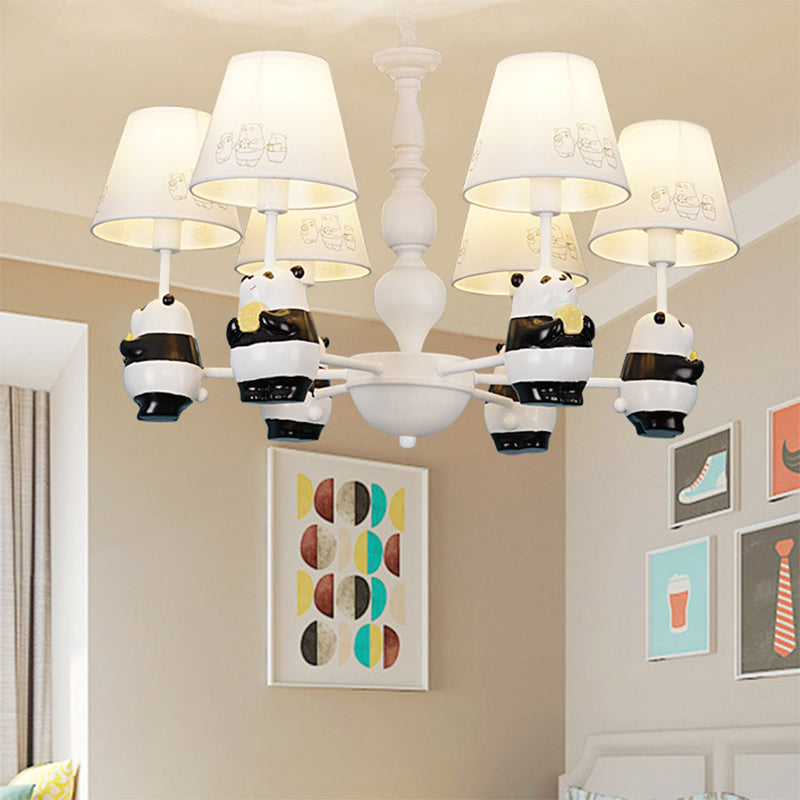 Cartoon Tapered Shade Hanging Lights 6 Lights Fabric Chandelier - Rebooters