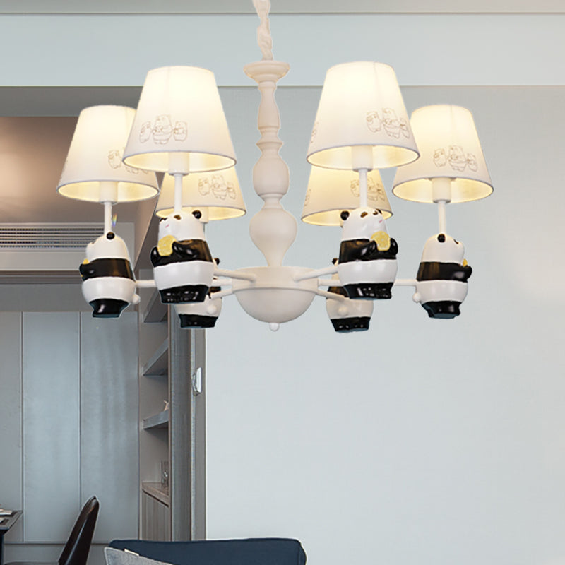 Cartoon Tapered Shade Hanging Lights 6 Lights Fabric Chandelier - Rebooters