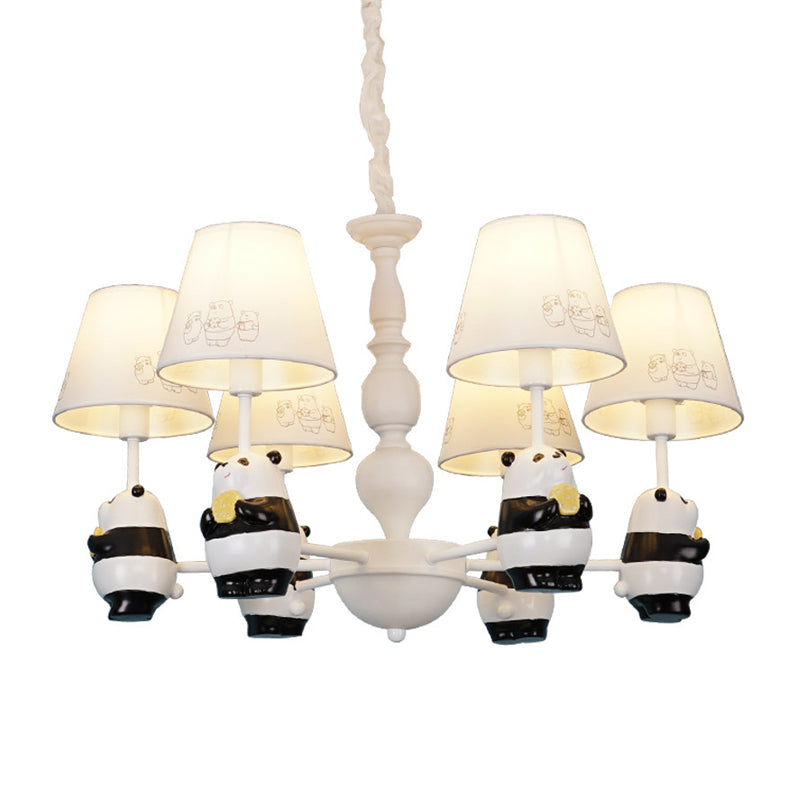 Cartoon Tapered Shade Hanging Lights 6 Lights Fabric Chandelier - Rebooters