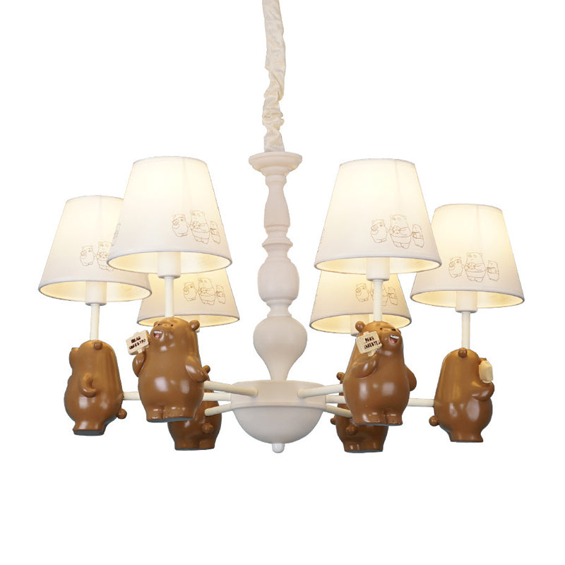 Cartoon Tapered Shade Hanging Lights 6 Lights Fabric Chandelier - Rebooters