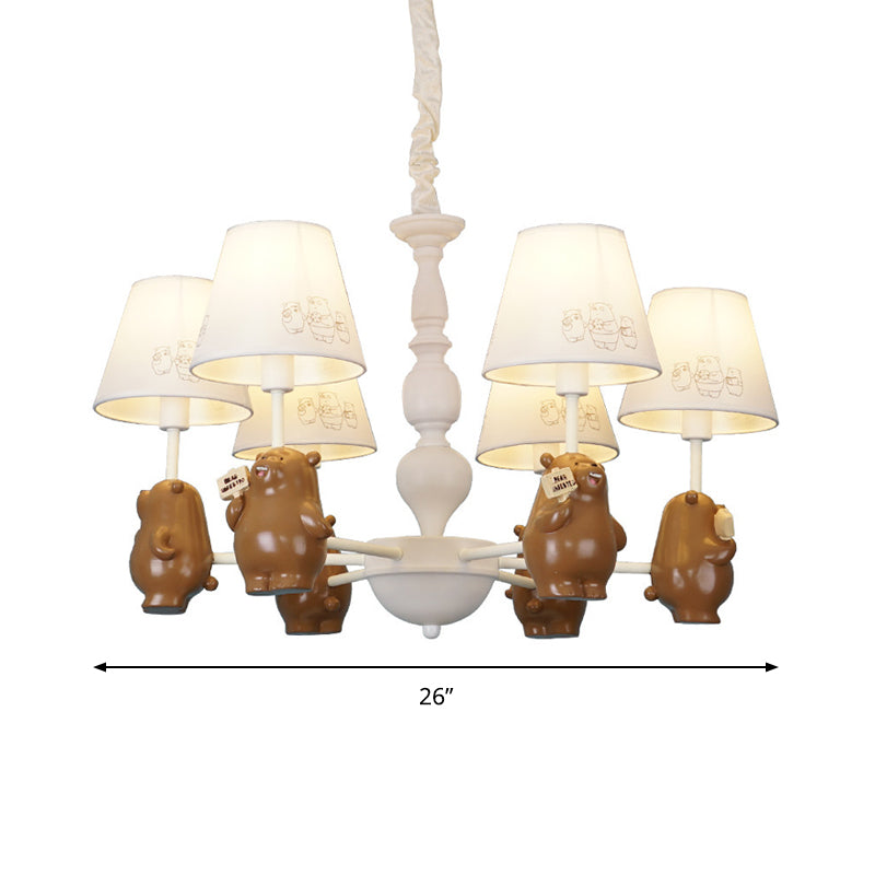 Cartoon Tapered Shade Hanging Lights 6 Lights Fabric Chandelier - Rebooters