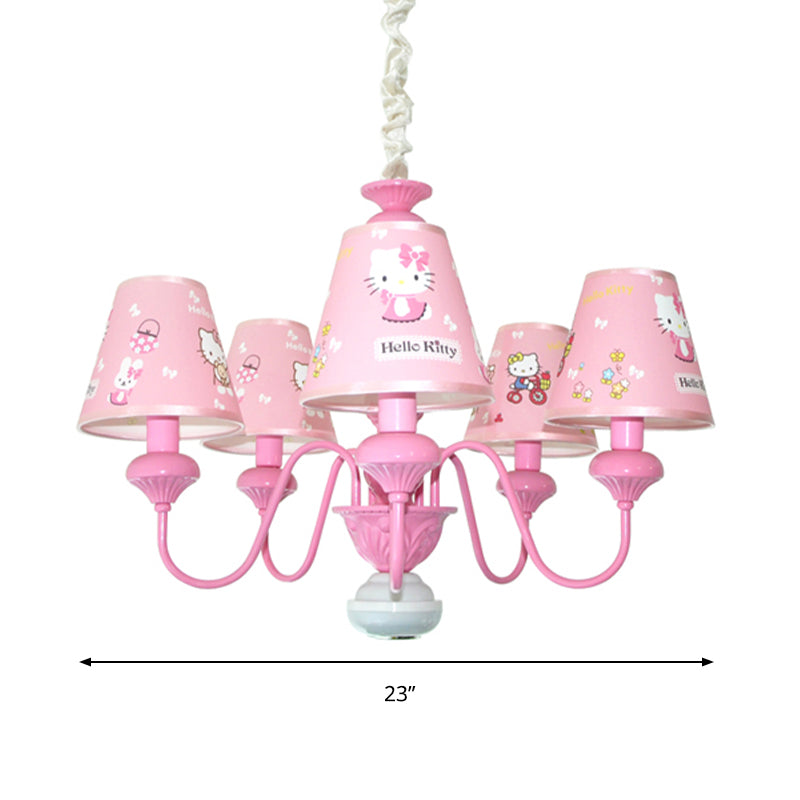 Pink 5 Lights Hanging Chandelier Contemporary Fabric Pendant - Rebooters
