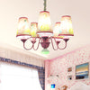 Pink 5 Lights Hanging Chandelier Contemporary Fabric Pendant - Rebooters