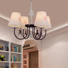 White Hanging Lamp with Flowers Modern Fabric Chandelier - Rebooters