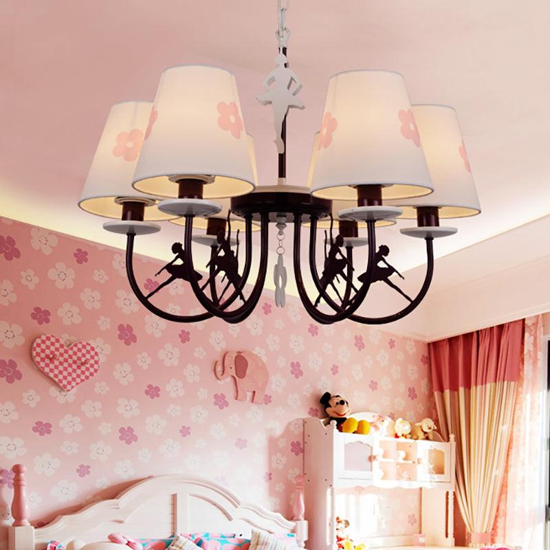 White Hanging Lamp with Flowers Modern Fabric Chandelier - Rebooters