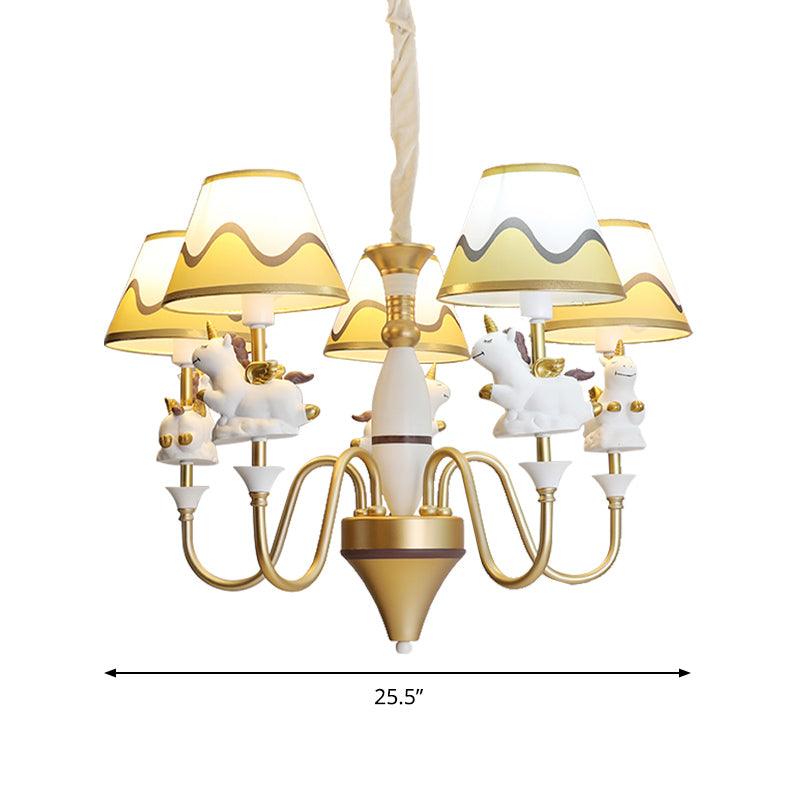 Bedroom Tapered Shade Hanging Lights Metal Unicorn Chandelier - Rebooters