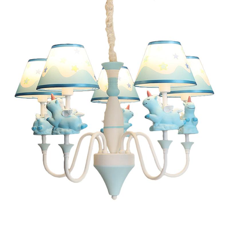 Bedroom Tapered Shade Hanging Lights Metal Unicorn Chandelier - Rebooters