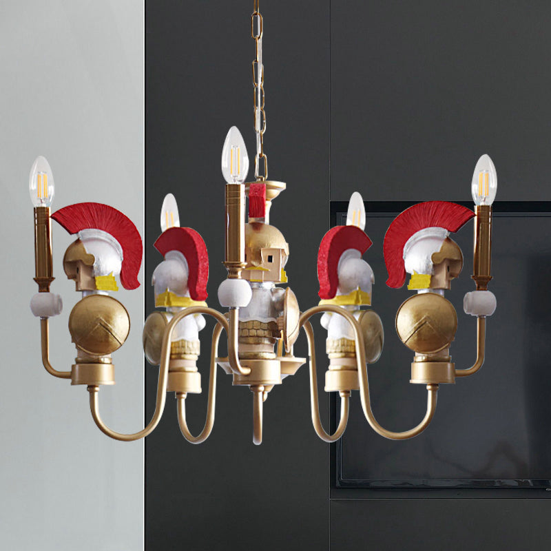 Soldier Living Room Hanging Ceiling Lamp Iron Art Deco Gold - Rebooters