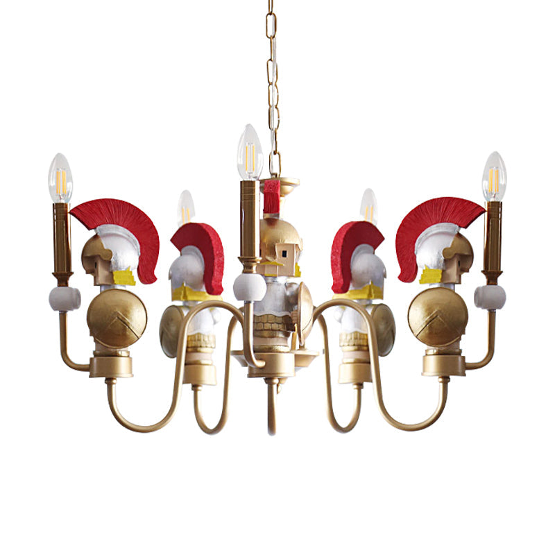 Soldier Living Room Hanging Ceiling Lamp Iron Art Deco Gold - Rebooters