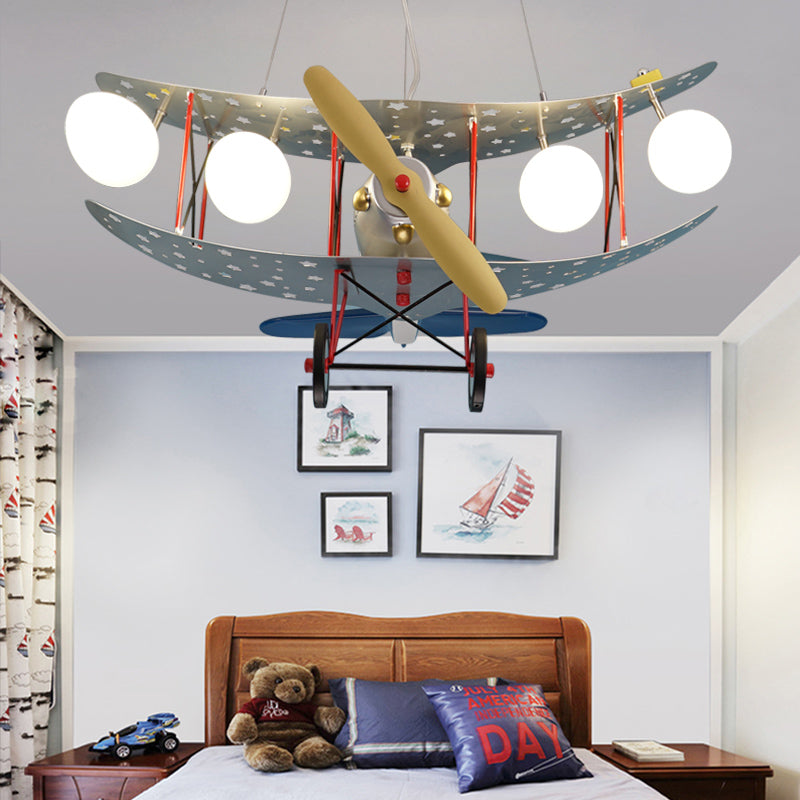 Chic Plane Hanging Lights Metal 4 Lights Chandelier Blue - Rebooters