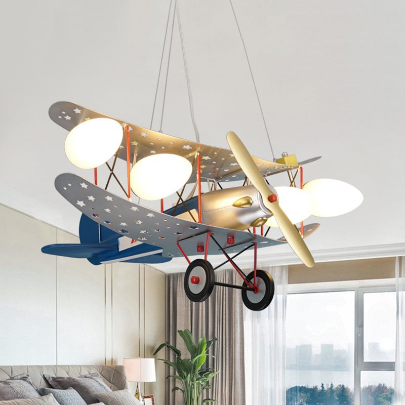 Chic Plane Hanging Lights Metal 4 Lights Chandelier Blue - Rebooters