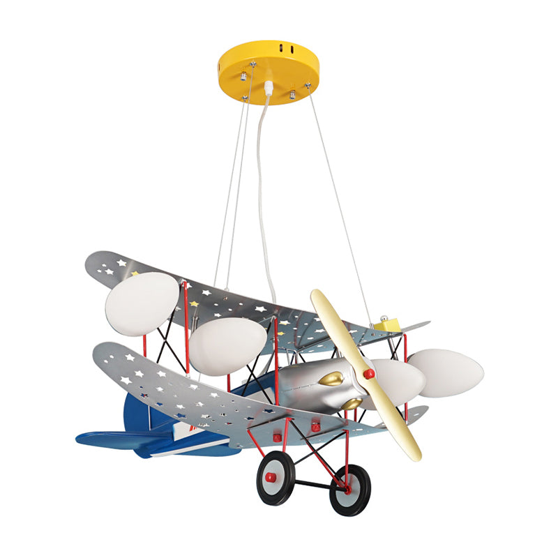 Chic Plane Hanging Lights Metal 4 Lights Chandelier Blue - Rebooters