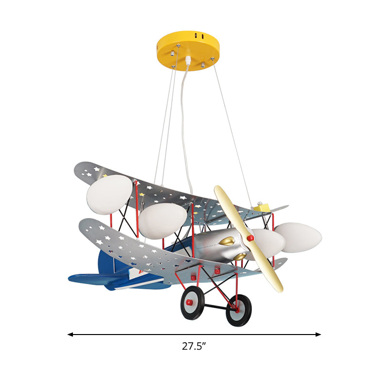 Chic Plane Hanging Lights Metal 4 Lights Chandelier Blue - Rebooters