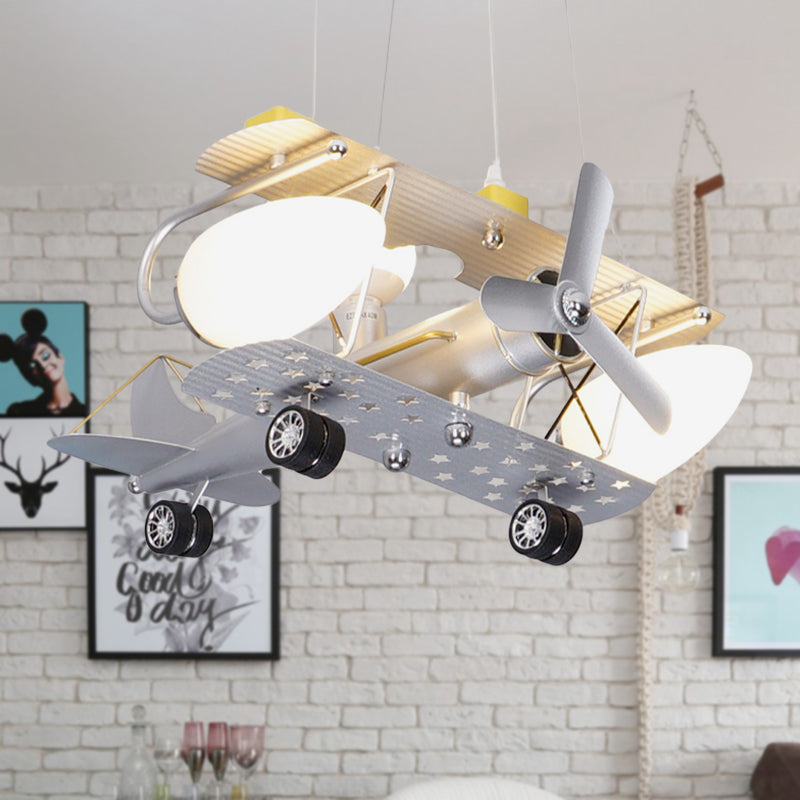 White Airplane Hanging Light Fixtures Modern Metal Chandelier - Rebooters