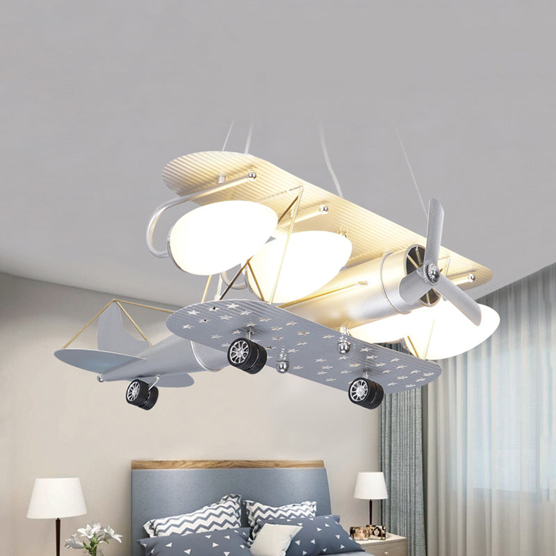 White Airplane Hanging Light Fixtures Modern Metal Chandelier - Rebooters