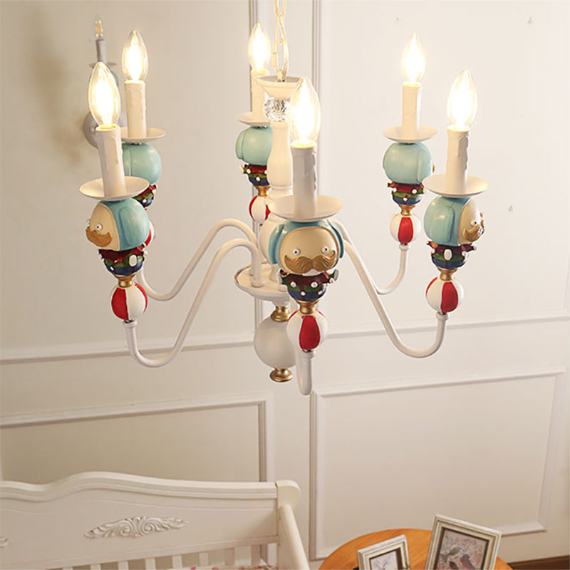 Nordic Candle Hanging Chandelier Metal Blue and White Pendant Light - Rebooters
