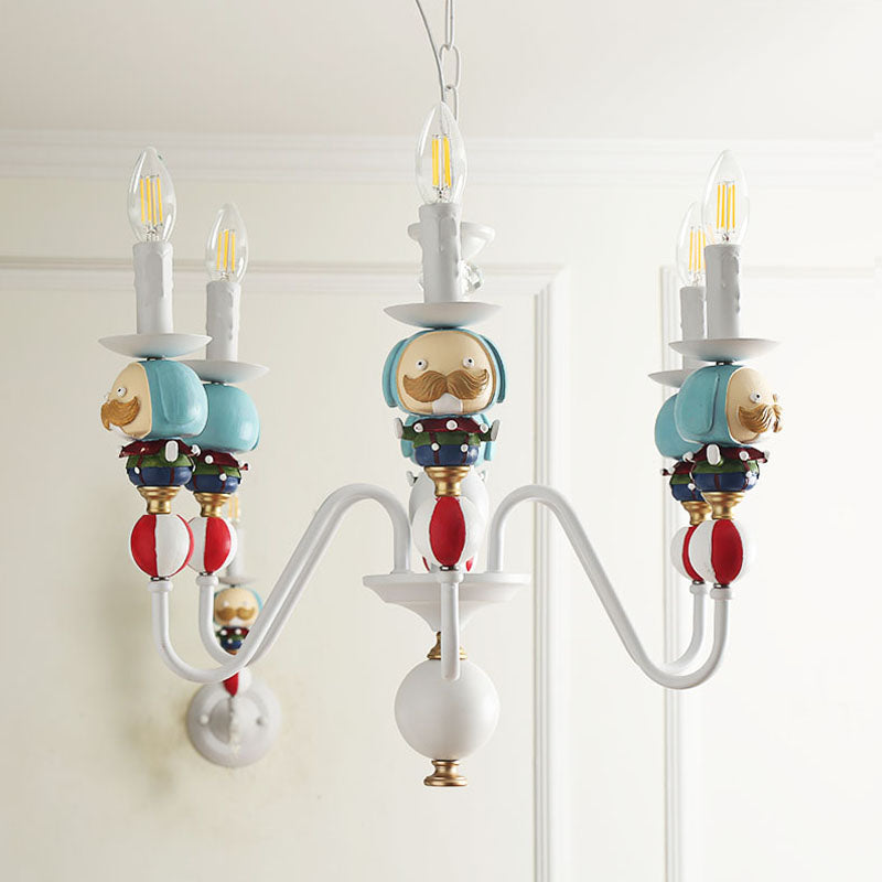 Nordic Candle Hanging Chandelier Metal Blue and White Pendant Light - Rebooters