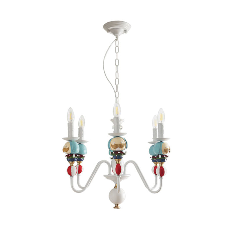 Nordic Candle Hanging Chandelier Metal Blue and White Pendant Light - Rebooters