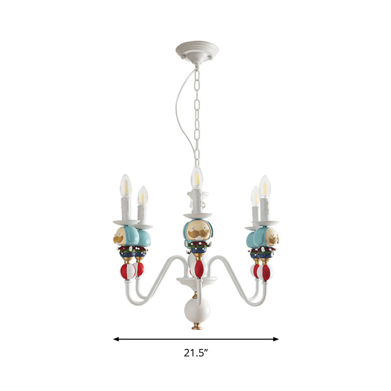 Nordic Candle Hanging Chandelier Metal Blue and White Pendant Light - Rebooters