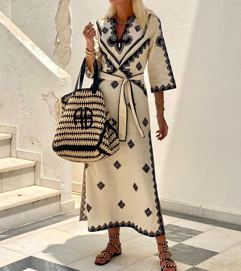 Kinslee Women's Kaftan Dress with Flowy Fit and Embroidery - Rebooters -Women's Dresses