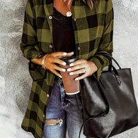 Plaid Button-Up Shirt Long Sleeves for Women - Cozy Style Rebooters Womens Shirts