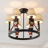 Living Room Tapered Shade Hanging Lamp Fixture Fabric 6 Lights Nordic Chandelier - Rebooters
