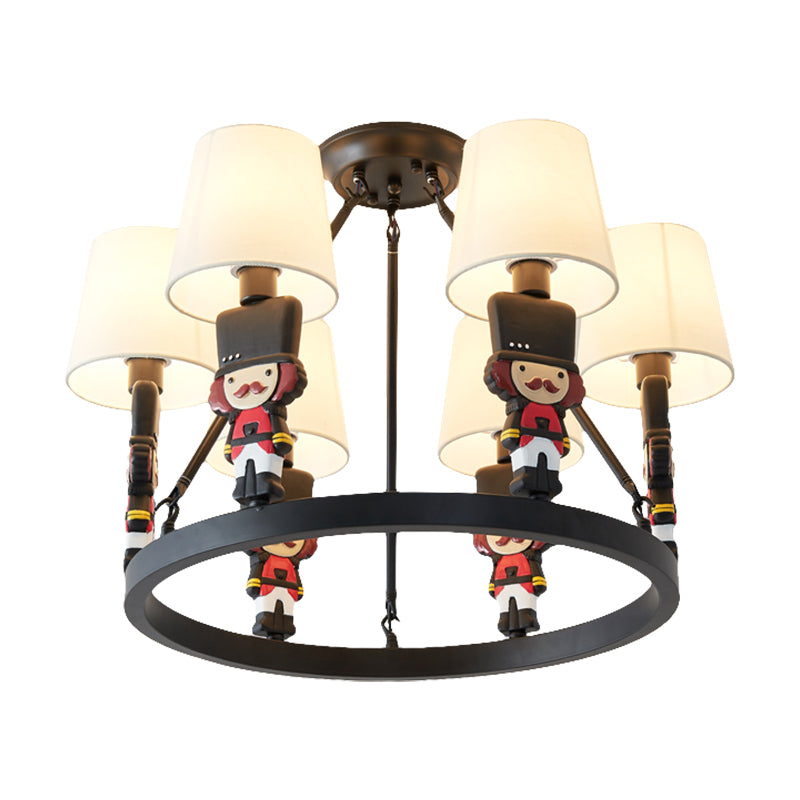 Living Room Tapered Shade Hanging Lamp Fixture Fabric 6 Lights Nordic Chandelier - Rebooters