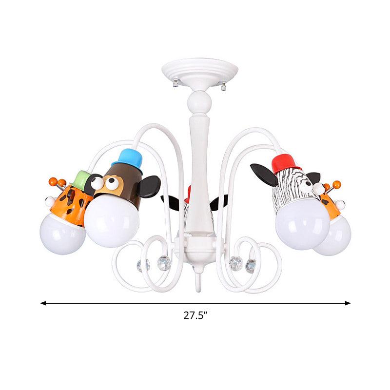 Kid Bedroom Animal Hanging Lights Metal Cartoon White Fixtures - Rebooters